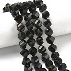 Natural Golden Sheen Obsidian Beads Strands, Faceted, Twist, 10~10.5x9.5~10.5x9.5~10.5mm, Hole: 1mm, about 38~40pcs/strand, 14.96~15.35''(38~39cm)(G-C267-B18)