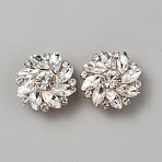Alloy Rhinestone Cufflinks, Flower, Rose Gold, 26x25x10.5mm(DIY-WH0888-809RG)