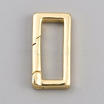 Brass Spring Gate Rings, Rectangle, Real 18K Gold Plated, 18x9x3mm(FIND-WH20004-17G)