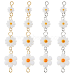 16Pcs 8 Styles Natural Freshwater Shell Daisy Flower Connector Charms, with 304 Stainless Steel Double Loops, Floral White, Golden & Stainless Steel Color, 12~20mm, Hole: 2~2.7mm, 2pcs/style(PALLOY-FH00118)