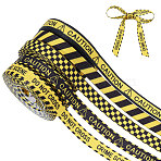 5Rolls 5 Styles Polyester Grosgrain Ribbon, for Gift Decoration, Yellow, 3/8 inch(10mm), 1roll/style(OCOR-CA0001-39)