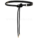 Imitation Leather Wrap Chain Belts, with Alloy Findings, Golden, Black, 1150x23x8.5mm(AJEW-WH20020-267A)