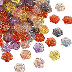 100Pcs Plastic Beads, Flower, Golden Metal Enlaced, Mixed Color, 19~19.5x8~8.5mm, Hole: 1.6mm(KY-PA0001-07)