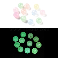 Plating Opaque Acrylic Beads, Luminous Glow in the Dark, Round, with Glitter Powder, Mixed Color, 11.5x10.5mm, Hole: 3.2mm, about 520pcs/500g(MACR-K361-08)