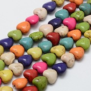 Synthetic Magnesite Bead Strands, Dyed, Heart, Colorful, 8x7x4.5mm, Hole: 1mm, about 52pcs/strand, 15.3 inch(X-G-P228-85)