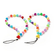 Opaque Acrylic Beads Mobile Straps, with Nylon Thread, Round & Heart & Star, Mixed Color, 18.5cm(HJEW-JM00679)