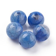 Crackle Acrylic Beads, Imitation Jade Beads, Round, Blue, 11~11.5mm, Hole: 2mm, about 520pcs/500g(MACR-E025-20F-12mm)