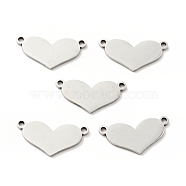 304 Stainless Steel Links Connectors, Heart, Stainless Steel Color, 9.5x19x1mm, Hole: 1.5mm(STAS-C051-04P)