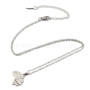 201 Stainless Steel Cloud Pendant Necklace with Cable Chains, Stainless Steel Color, 17.72 inch(45cm)(NJEW-Q317-29P)