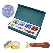 DIY Scrapbook, Brass Wax Seal Stamp, Wood Handle and Wax Sets, Mixed Color, Box: 112x250x35mm(DIY-WH0203-19B-02)