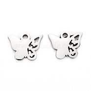 304 Stainless Steel Charms, Laser Cut, Butterfly, Stainless Steel Color, 8x10x1mm, Hole: 1.2mm(STAS-I151-05P)
