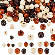 570Pcs 15 Styles Spray Painted Wood European Beads, Large Hole Bead, Barrel & Rondelle, Mixed Color, 10~18x8.5~16mm, Hole: 4.5~7mm(WOOD-OC0002-70)