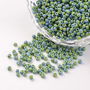 12/0 Opaque Colours Seep Glass Beads, Round Seed Beads, Lawn Green, 1.5~2x2mm, Hole: 0.5mm, about 22500pcs/450g(SEED-M008-C01)