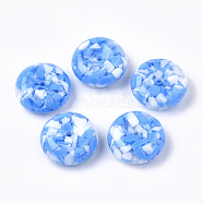 Resin Beads, Imitation Gemstone Chips Style, Flat Round, Dodger Blue, 26x10mm, Hole: 3mm(RESI-T024-18B)