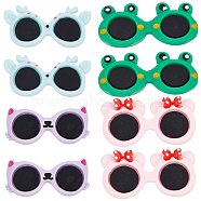 40Pcs 4 Styles Opaque Resin Glasses Cabochons, Frog & Reindeer & Cat & Bowknot, Mixed Shapes, Mixed Color, 17~18x34~37.5x4.5~5.5mm, 10pcs/style(CRES-SC0002-59)