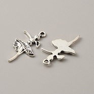 Tibetan Style Alloy Pendants, Ballet Dancer, Antique Silver, 31x16x2mm, Hole: 1.8mm(FIND-CJC0012-019)