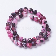 Natural Agate Bead Strands, Dyed & Heated, Frosted, Round, Medium Violet Red, 8mm, Hole: 1mm, about 48pcs/strand, 14.96 inch(38cm)(X-G-E393-8mm-08C)