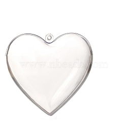 Transparent Plastic Heart Fillable Pendants Decorations, for Christmas Ornament, Clear, 100x98x56mm(XMAS-PW0002-03C)