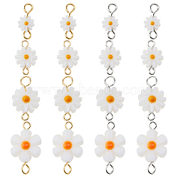 16Pcs 8 Styles Natural Freshwater Shell Daisy Flower Connector Charms, with 304 Stainless Steel Double Loops, Floral White, Golden & Stainless Steel Color, 12~20mm, Hole: 2~2.7mm, 2pcs/style(PALLOY-FH00118)