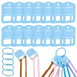 Elite 30Pcs Acrylic Spool Floss Bobbins, Thread Winding Boards, for Cross Stitch Embroidery Cotton Thread Craft DIY Sewing Storage, with 6Pcs Stainless Steel Wire Keychain Clasps, Light Sky Blue, Board: 50x39.5x2mm, Hole: 5mm, Clasp: 150x2mm(FIND-PH0018-62A-01)