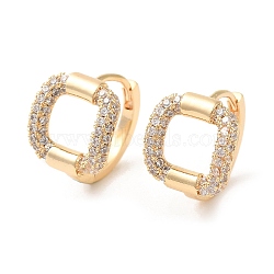 Square Cubic Zirconia Hoop Earrings, Brass Jewelry for Women, Golden, 15x11.5mm(EJEW-P292-09G)