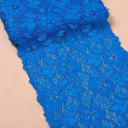 Stretch Elastic Lace Trim, Floral Pattern Lace Ribbon, for Sewing, Dress Decoration and Gift Wrapping, Blue, 16cm(X-OCOR-TAC0006-02F)