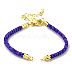 Nylon Cords Bracelet Makings Fit for Connector Charms, with Brass Findings and 304 Stainless Steel Lobster Claw Clasps, Long-Lasting Plated, Mauve, 6-1/2~6-3/4 inch(16.5~17cm), Hole: 1.8mm(AJEW-P116-02G-02)