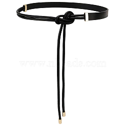 Imitation Leather Wrap Chain Belts, with Alloy Findings, Golden, Black, 1150x23x8.5mm(AJEW-WH20020-267A)