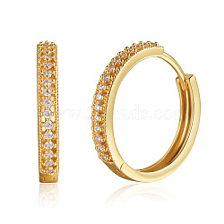 Clear Cubic Zirconia Huggie Hoop Earrings, Brass Hinged Earrings for Women, Golden, 26x3.8mm(JE927A)