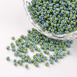 12/0 Opaque Colours Seep Glass Beads, Round Seed Beads, Lawn Green, 1.5~2x2mm, Hole: 0.5mm, about 22500pcs/450g(SEED-M008-C01)