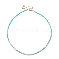 Bohemian Style Natural Amazonite Beaded Necklaces, with Glass for Women, 14.76~14.96 inch(37.5~38cm)(NJEW-JN04658-02)
