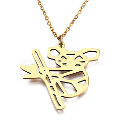 201 Stainless Steel Pendant Necklaces, with Cable Chains, Koala, Golden, 17.5 inch~17.9 inch(44.5~45.5cm), 1.5mm, Koala: 32.5x30x1mm(NJEW-T009-JN033-2-45)