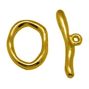Alloy Toggle Clasps, Cadmium Free & Nickel Free & Lead Free, Antique Golden, Ring:16x21x3mm, Bar:9x29mm, Hole: 2mm.