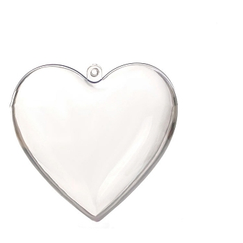 Transparent Plastic Heart Fillable Pendants Decorations, for Christmas Ornament, Clear, 100x98x56mm