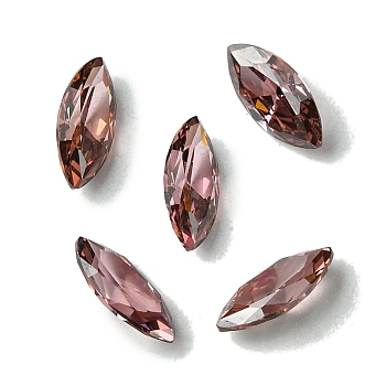 Cubic Zirconia Cabochons, Point Back, Horse Eye, Rosy Brown, 8x4x2mm