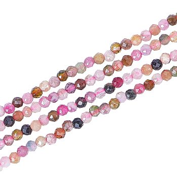 Natural Tourmaline Beads Strands, Faceted, Round, 2mm, Hole: 0.5mm, about 156pcs/strand, 14.9 inch(38cm), 2strands/box
