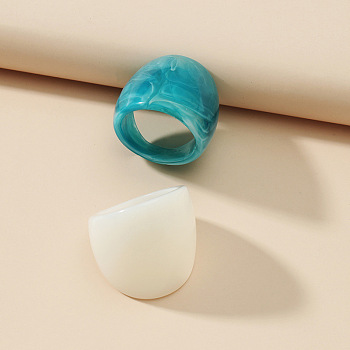 2Pcs Acrylic Finger Rings, Mixed Color, Inner Diameter: 18mm