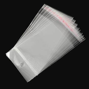 OPP Cellophane Bags, Rectangle, Clear, 12x6cm, Hole: 8mm, Unilateral Thickness: 0.035mm, Inner Measure: 7x6cm