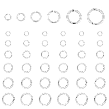 300Pcs 6 Style Brass Jump Rings, Open Jump Rings, Round Ring, Platinum, 3~8x0.5~1mm, Inner Diameter: 2~6mm, 50pcs/style