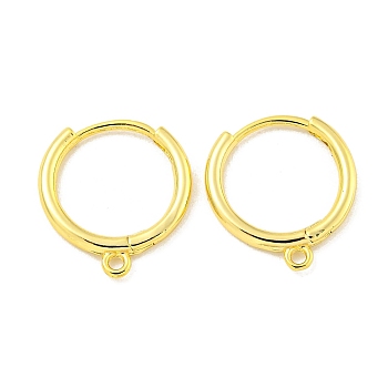 Brass Hoop Earrings, Ring, Real 18K Gold Plated, 17x15.5x1.5mm, Hole: 1.5mm