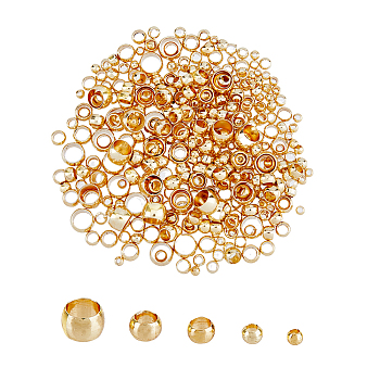 400Pcs 5 Style Brass Beads, Cadmium Free & Lead Free, Long-Lasting Plated, Rondelle, Golden, 1.5~4x1~2.5mm, Hole: 0.8~3mm