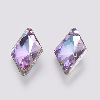 K9 Glass Rhinestone Pendants, Imitation Austrian Crystal, Faceted, Rhombus, Violet, 27x17x8.5mm, Hole: 1.6mm