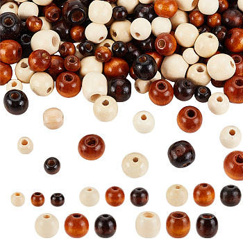 570Pcs 15 Styles Spray Painted Wood European Beads, Large Hole Bead, Barrel & Rondelle, Mixed Color, 10~18x8.5~16mm, Hole: 4.5~7mm