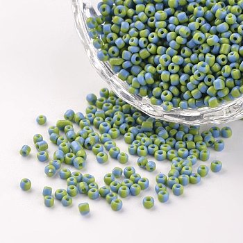 12/0 Opaque Colours Seep Glass Beads, Round Seed Beads, Lawn Green, 1.5~2x2mm, Hole: 0.5mm, about 22500pcs/450g