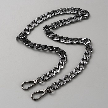 Bag Strap Chains, with Aluminum Curb Link Chains and Alloy Swivel Clasps, Gunmetal, 53.7cm