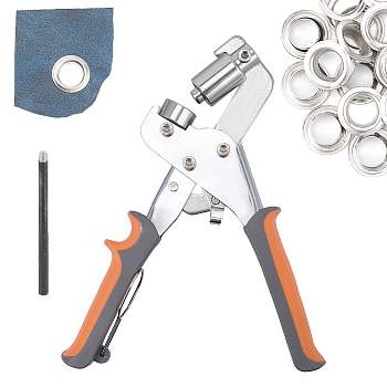 Elite Press Button Snap Fastener Carbon Steel Punch Pliers, with Steel Hollow Hole Punch Cutter Tool and Aluminum Eyelet Grommets, Mixed Color