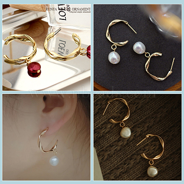 12Pcs 2 Color Brass Stud Earring Findings(KK-BC0010-23)-5
