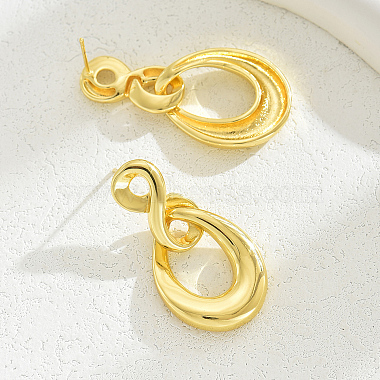 Fashionable Vintage Geometric Symbol Irregular Teardrop Brass Dangle Stud Earrings(IJ5546)-5