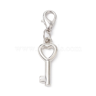 Valentine's Day Heart & Key CCB Plastic Pendants Decorations(HJEW-JM01445)-3