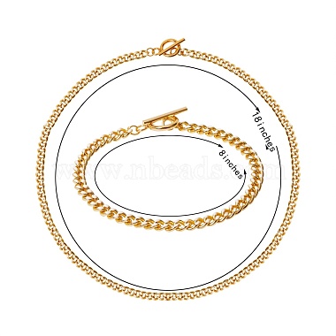 Brass Curb Chain Bracelet & Curb Chain Necklace Sets(SJEW-SZ0001-011B)-2